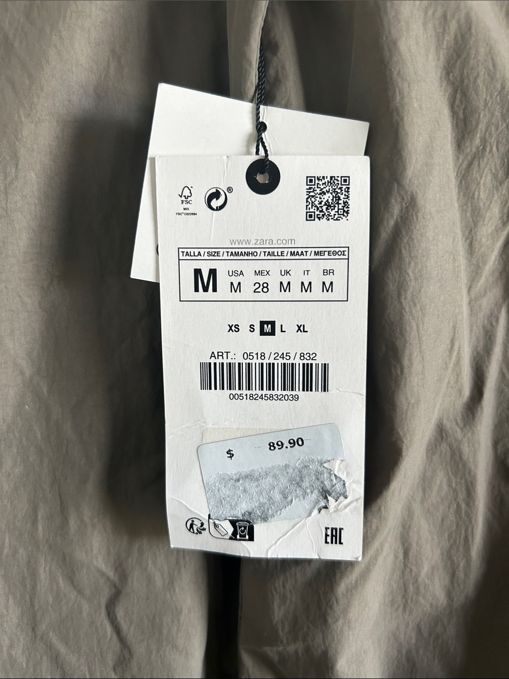 ZARA • Puffer Water Repellent Anorak ZW Collection Jacket Coat Sz M NWT - Picture 4 of 7
